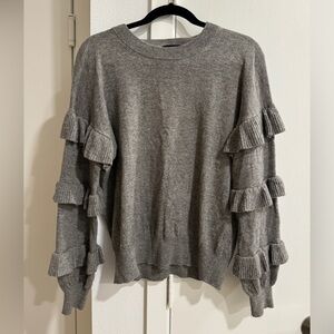 J.Crew Wool Blend Ruffle Sweater Grey Size Medium